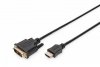 Digitus Kabel adapter HDMI Standard 1080p 60Hz FHD Typ HDMI A/DVI-D (18+1) M/M czarny 2m